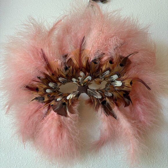 Accessories - Handmade Masquerade Pink Feather Mask Titled Royal Cat Masquerade Balls Costume
